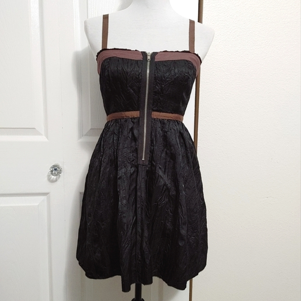Free People Zip Front Crinkle Mini Dress with Removable Straps